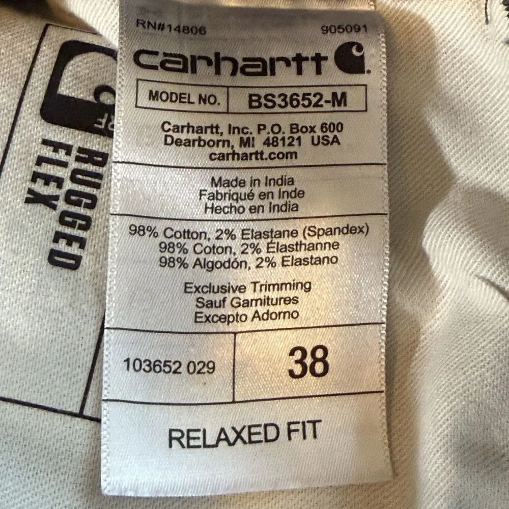Carhartt Rugged Flex Shorts Mens 38 Gray Relaxed Fit Utility Work Canvas 11”